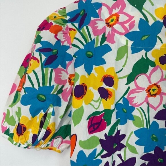 J. Crew Puff-sleeve dress in vibrant garden print - Picture 4 of 10